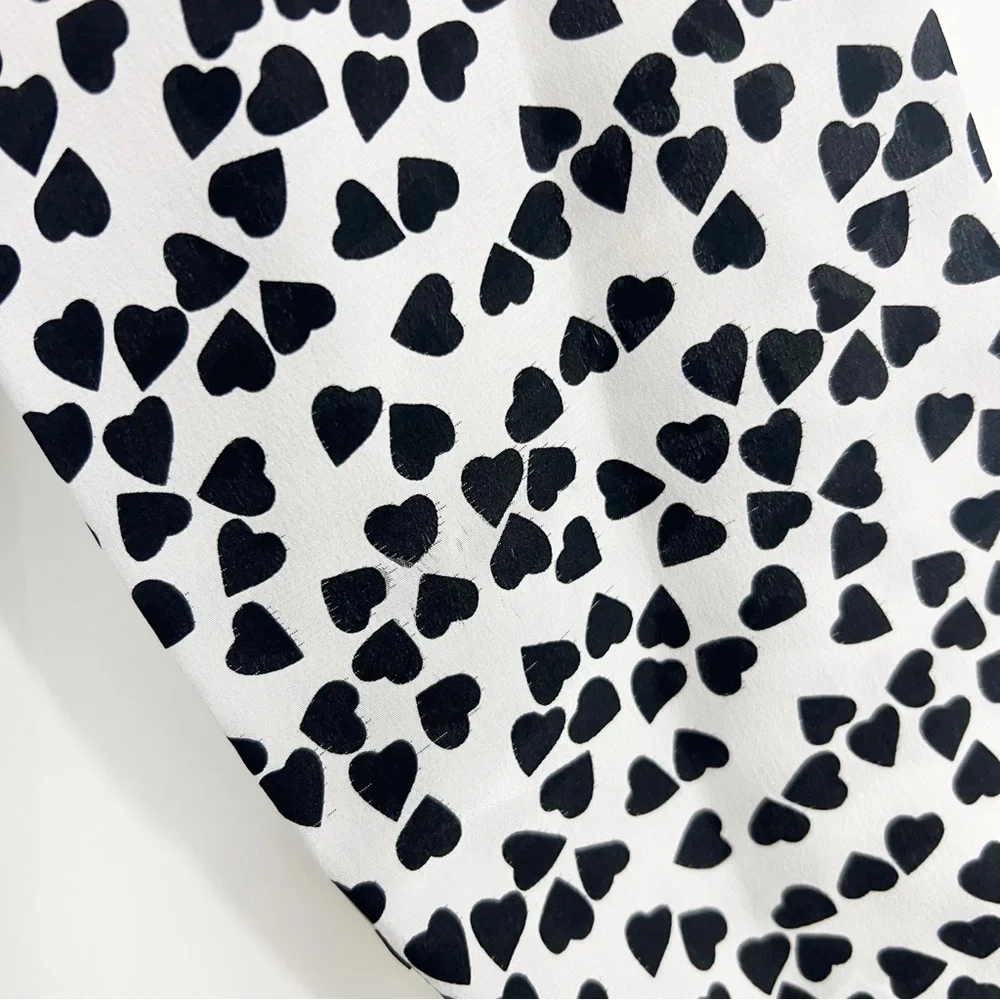 Equipment Silk Adalyn Black and White Heart Print Buttondown Blouse Size Small